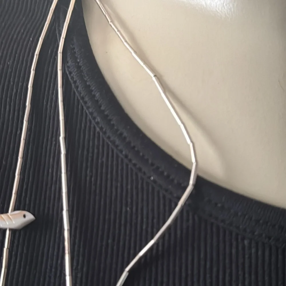 Vintage 70s Zuni Sterling Silver Bird Fetish Necklace - Picture 10 of 14